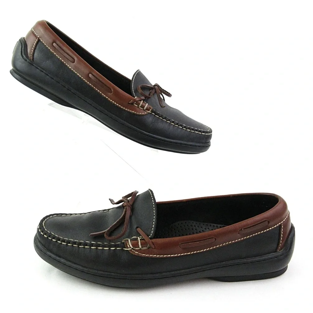Cole Haan Men's Slip On Moccasin Loafers Black Brown Leather Sz 9